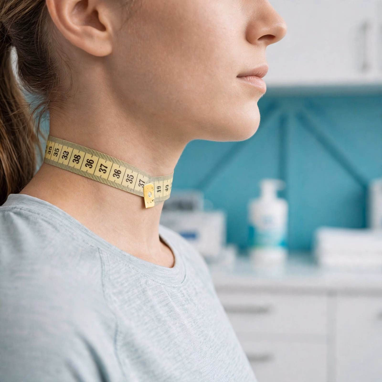 Body Fat Calculator 2 Measuring neck, waist and hip circumference with a tape for the US Navy body fat method
